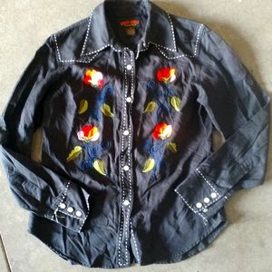 Lucky Brand Rodeo Girls Black Embroidery Western M